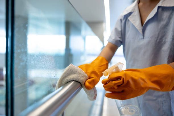 Hospital cleaning with antimicrobial coating