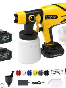 Cordless Paint Sprayer System, 600W Electric Paint Sprayer, 1000ml Large Tank, 21V Electric Paint Sprayer with 6 Nozzles, 3 Patterns, and Filter for VireXbuster coating.