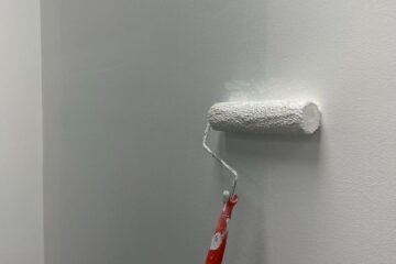fresh white paint applied on indoor wall