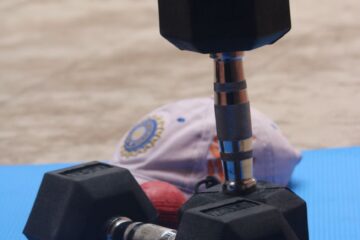 close up shot of black dumbbells